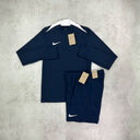 nike academy half zip shorts set navy blue white 