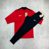 Nike Academy Pro Dri- Fit Half Zip/ Pants Tracksuit Set Red/ Black