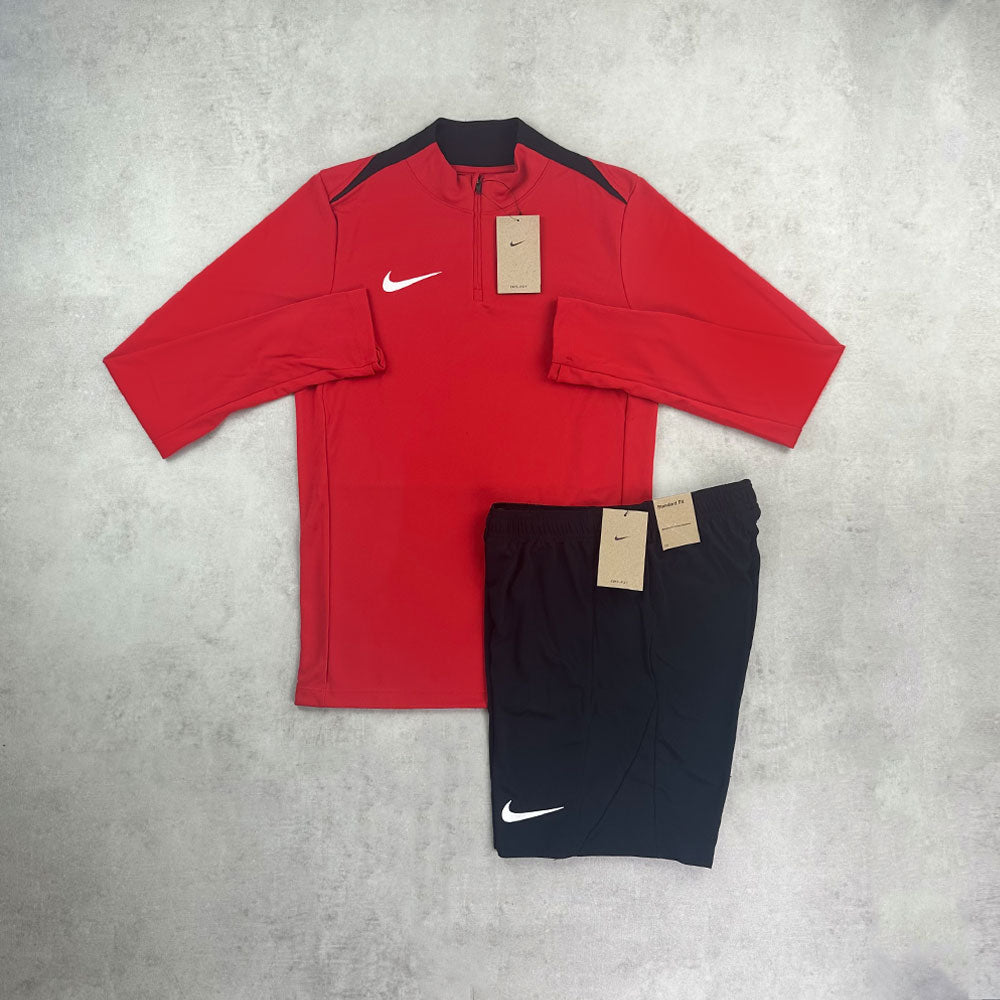 Nike Academy Pro Dri- Fit Half Zip/ Shorts Set Red/ Black