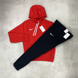 Nike Fleece Hoodie/ Pants Tracksuit Set Red/ Black