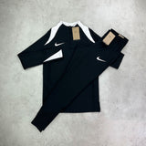 nike strike 24 tracksuit half zip and pants black and white 