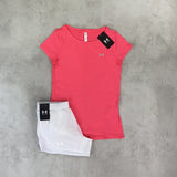 Under Armour T-Shirt/ Shorts Pink/ White Set Women's