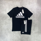 adidas Essentials Linear Logo T-shirt/ Shorts Set Black/ White