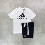 adidas Essentials Linear Logo T-shirt/ Shorts Set White/ Black