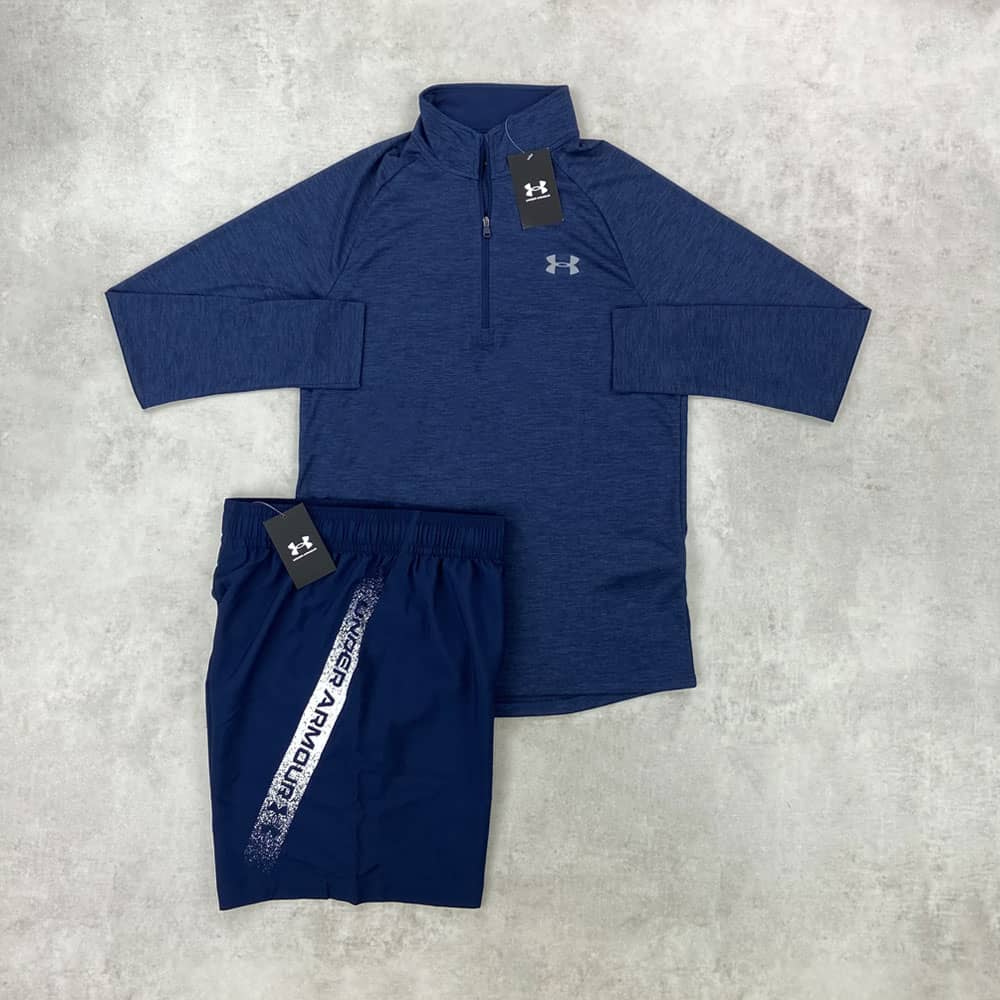 Under Armour Half Zip and Woven shorts Navy 