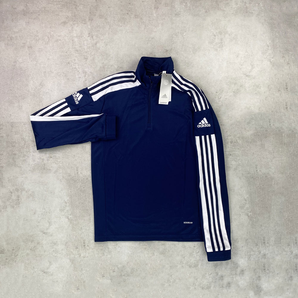 Adidas 3 Stripe Half Zip Blue/ White