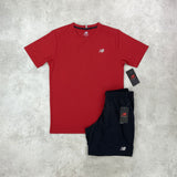 New Balance T-Shirt and Shorts Red and Black 