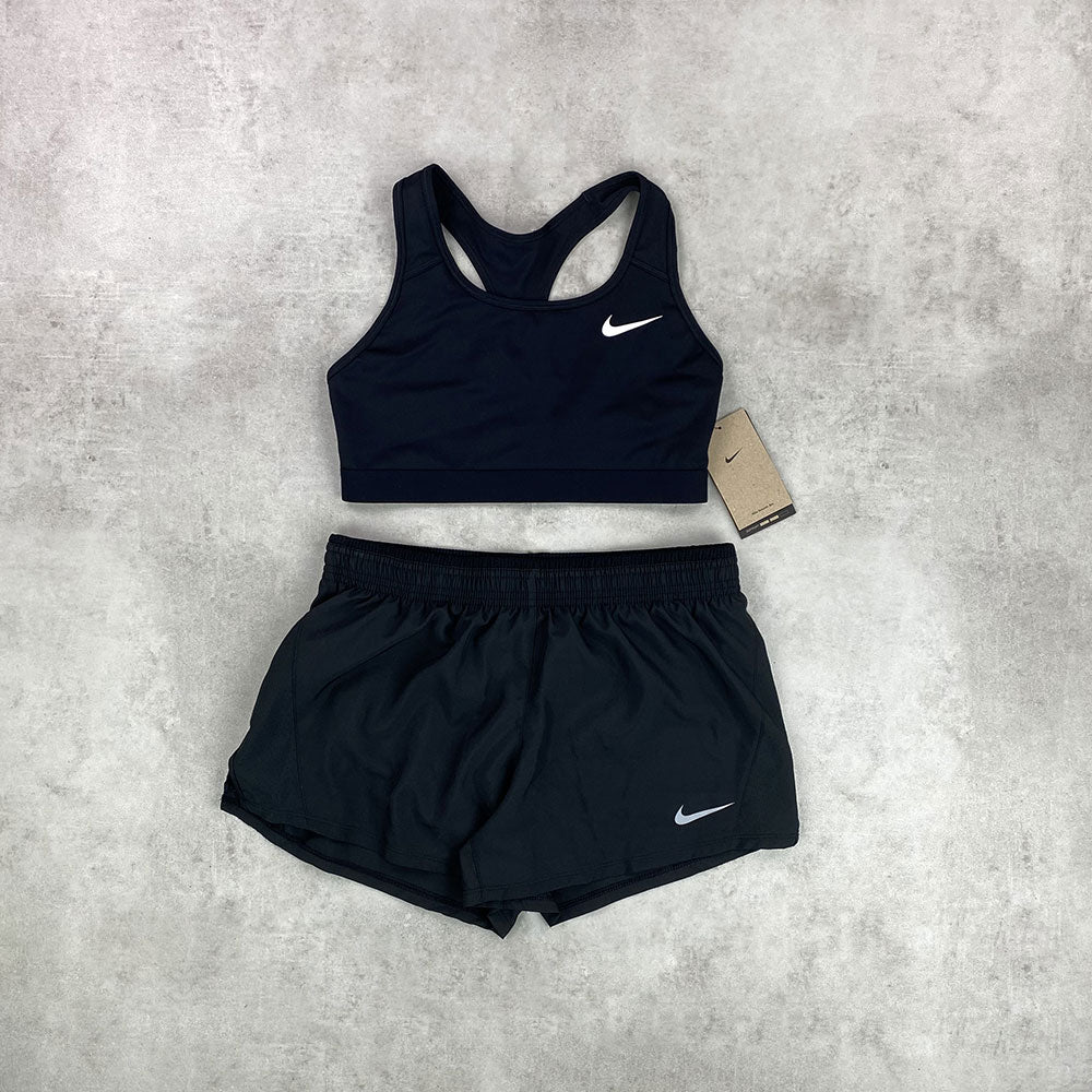 Nike Swoosh Bra/ Shorts Set Black Women's – StockUK