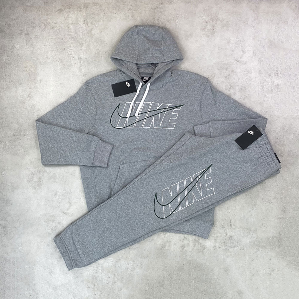 Nike graphic fleece tracksuit grey 
