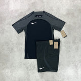 nike strike 23 t-shirt and shorts matching set black and grey 