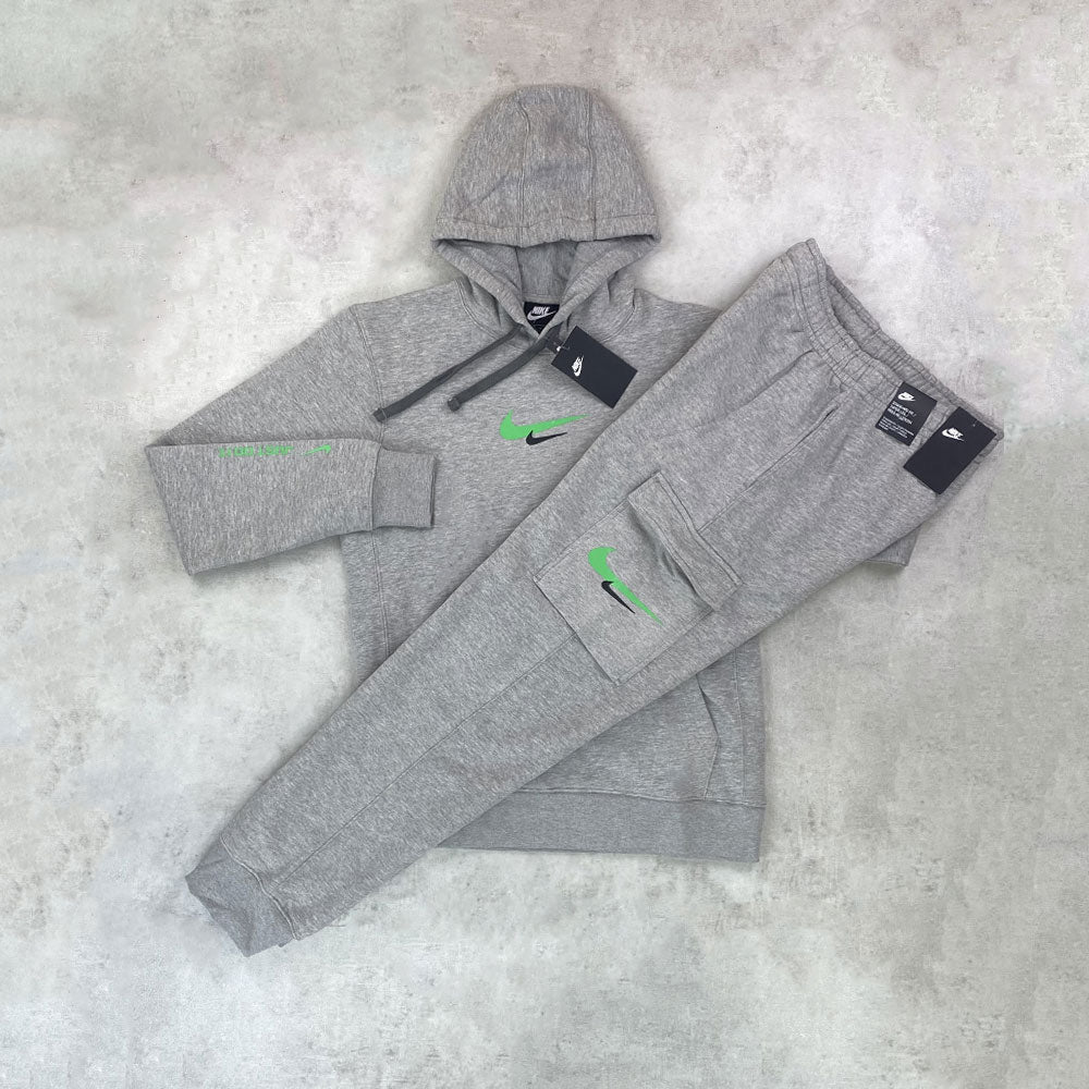 nike just do it tracksuit grey and green 